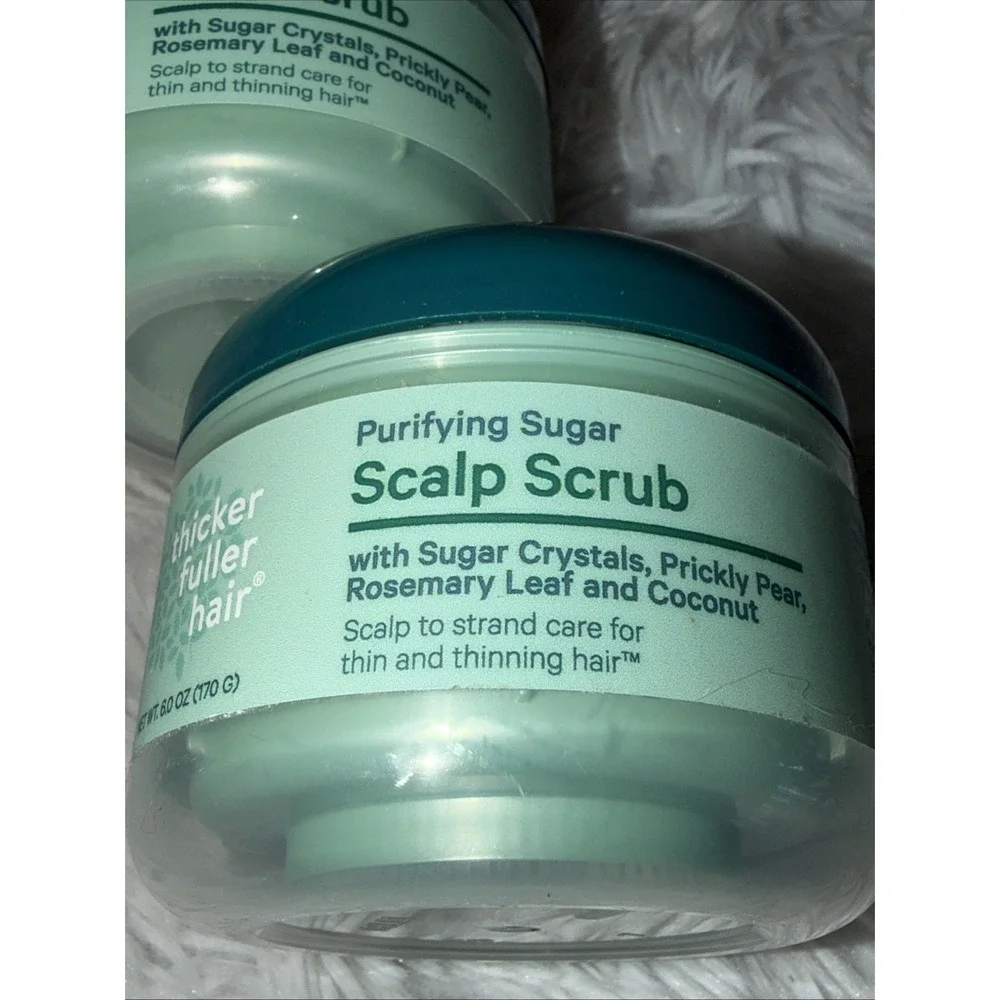 Thicker Fuller Hair Purifying Sugar Scalp Scrub 6oz Lot of 2 Vegan Rosemary